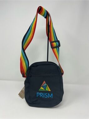 Leeds PRISM Black Crossbody Bag Rainbow Strap Recycled